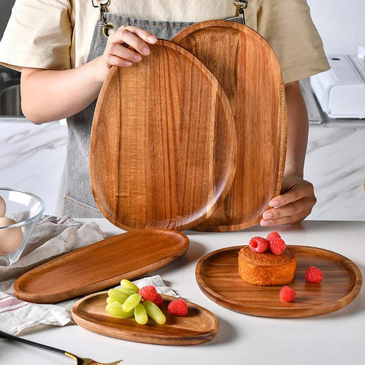 Irregular Oval Wood Tray