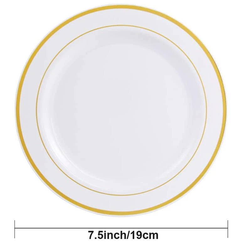 Silver Rim Plastic Plates