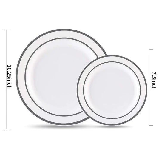 Silver Rim Plastic Plates