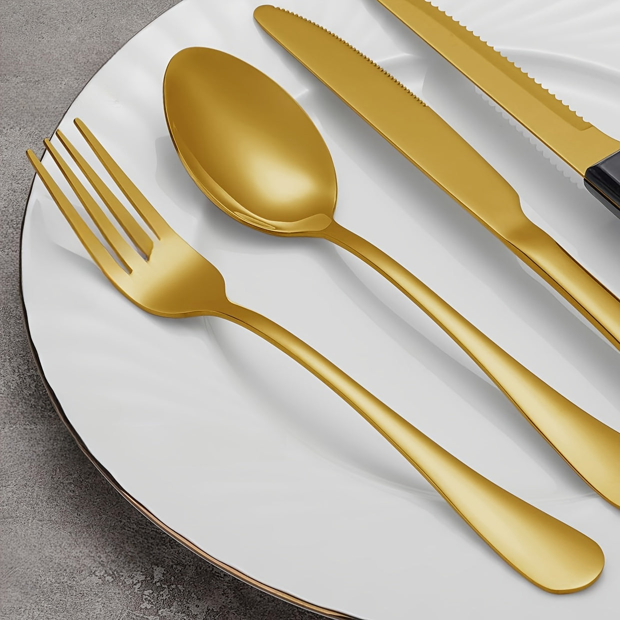 Gold Stainless Flatware 48pc