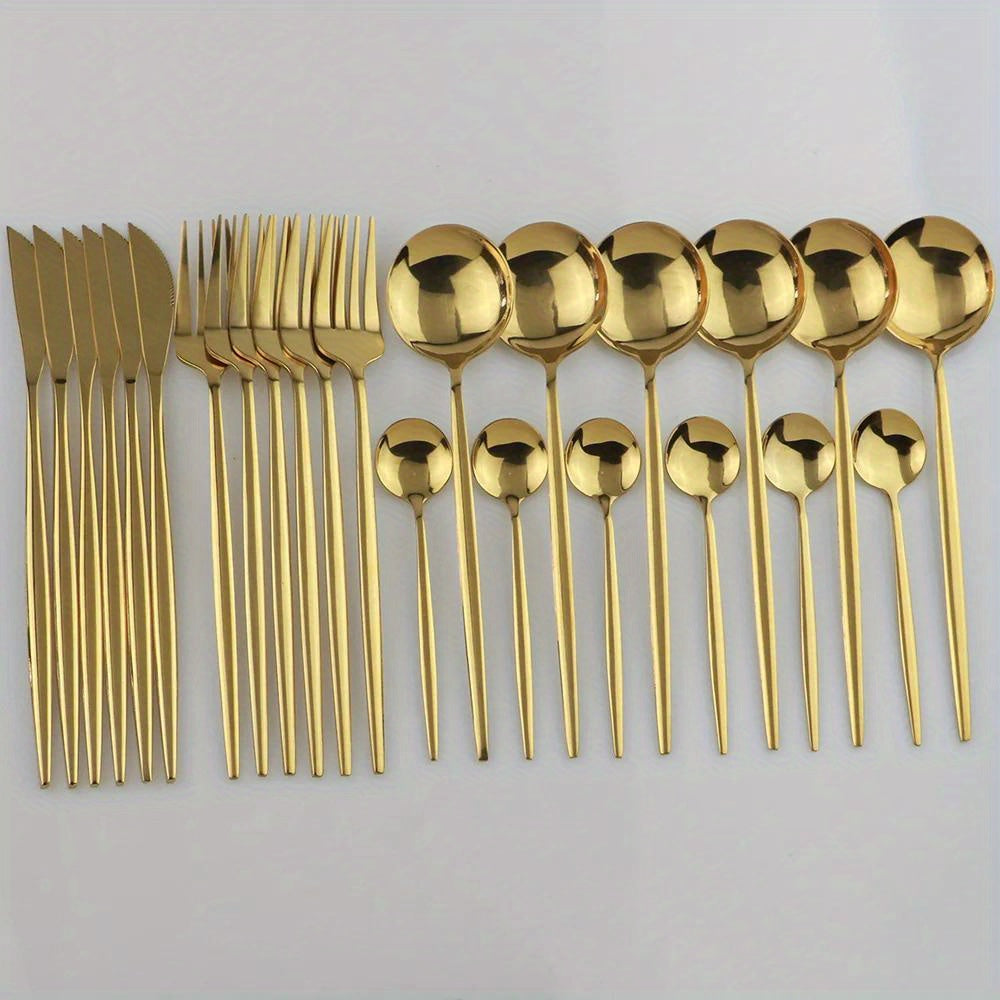 Gold Stainless Flatware 24pc