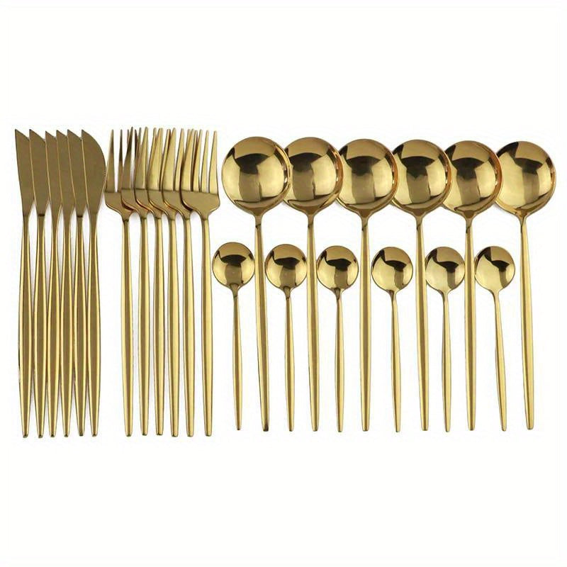 Gold Stainless Flatware 24pc