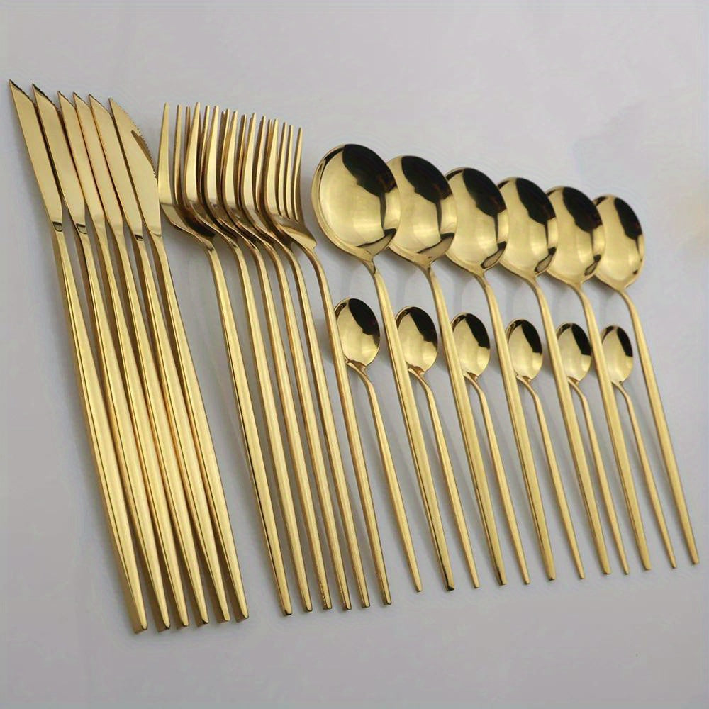 Gold Stainless Flatware 24pc