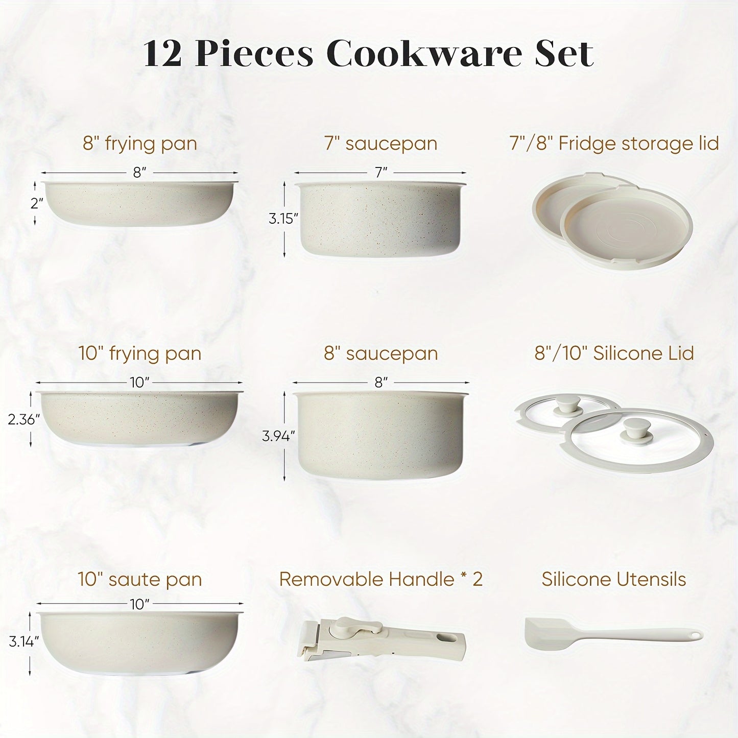 White Granite Cookware 12pc Set