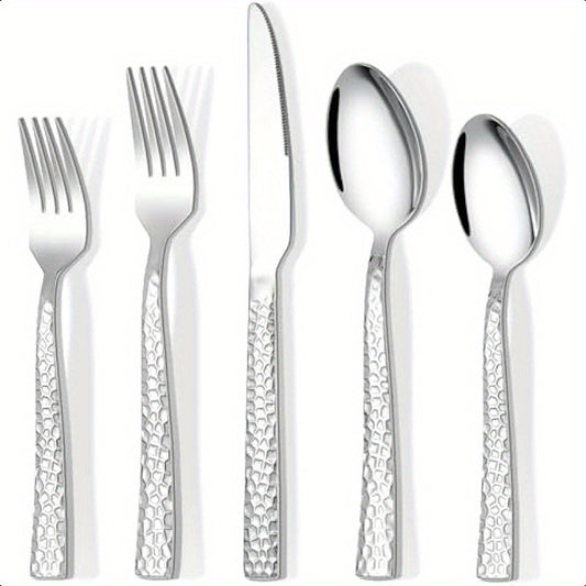 Hammered Stainless Flatware 20pc