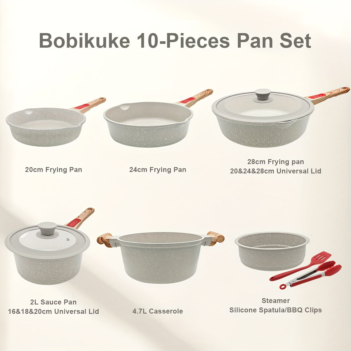 White Nonstick Cookware 10pc