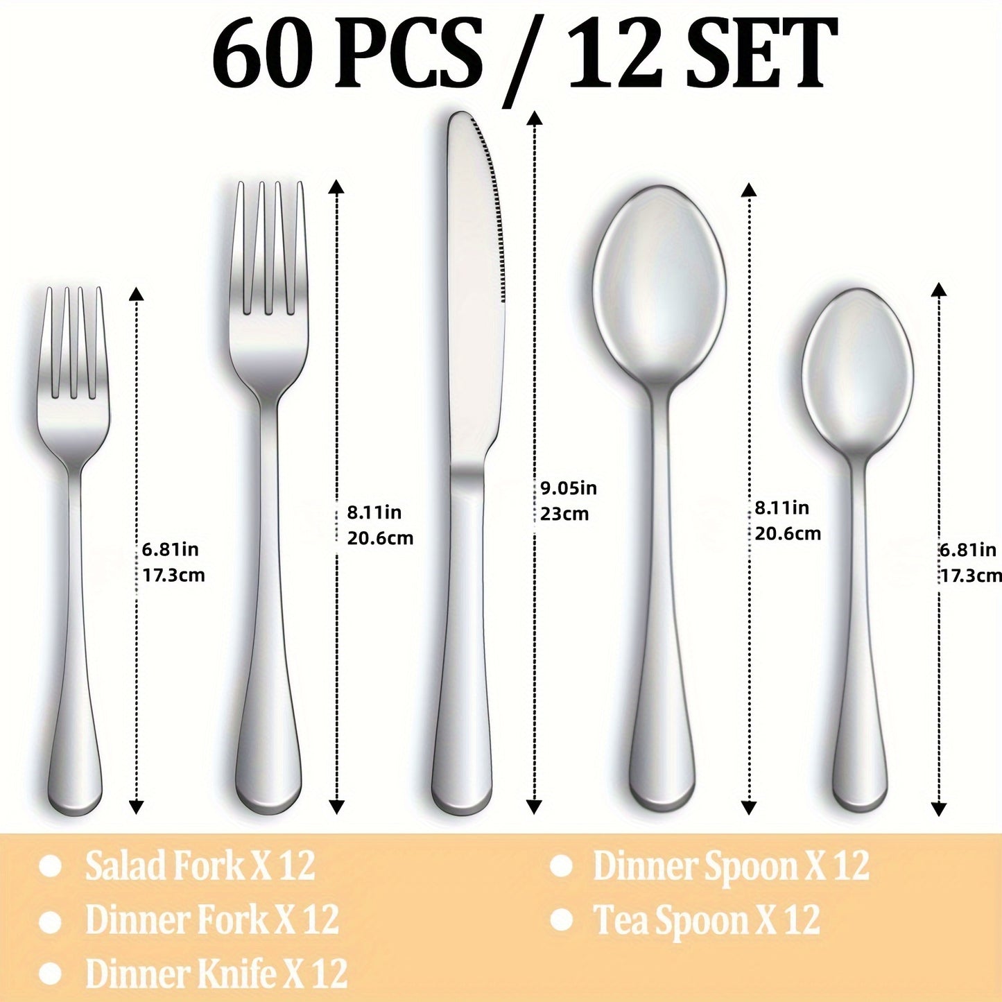 Gold Stainless Flatware 48pc