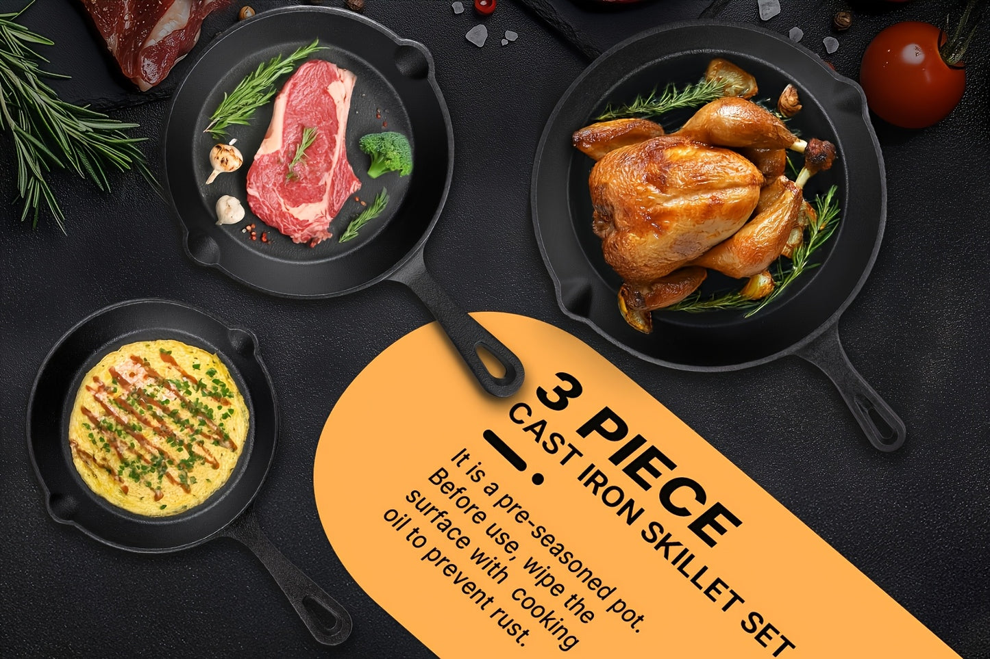 Cast Iron Fry Pan Set