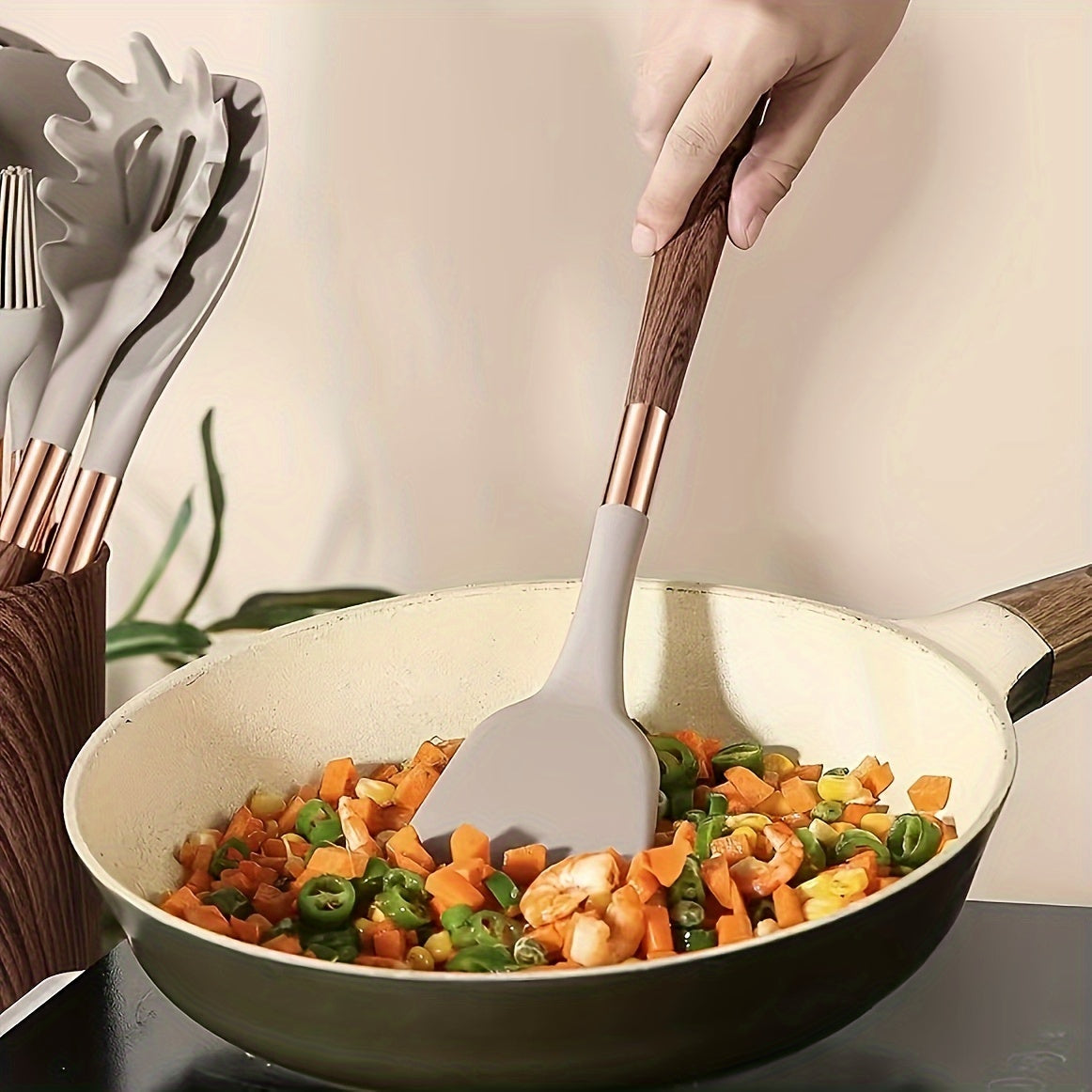 Silicone Utensils With Stand 33pc