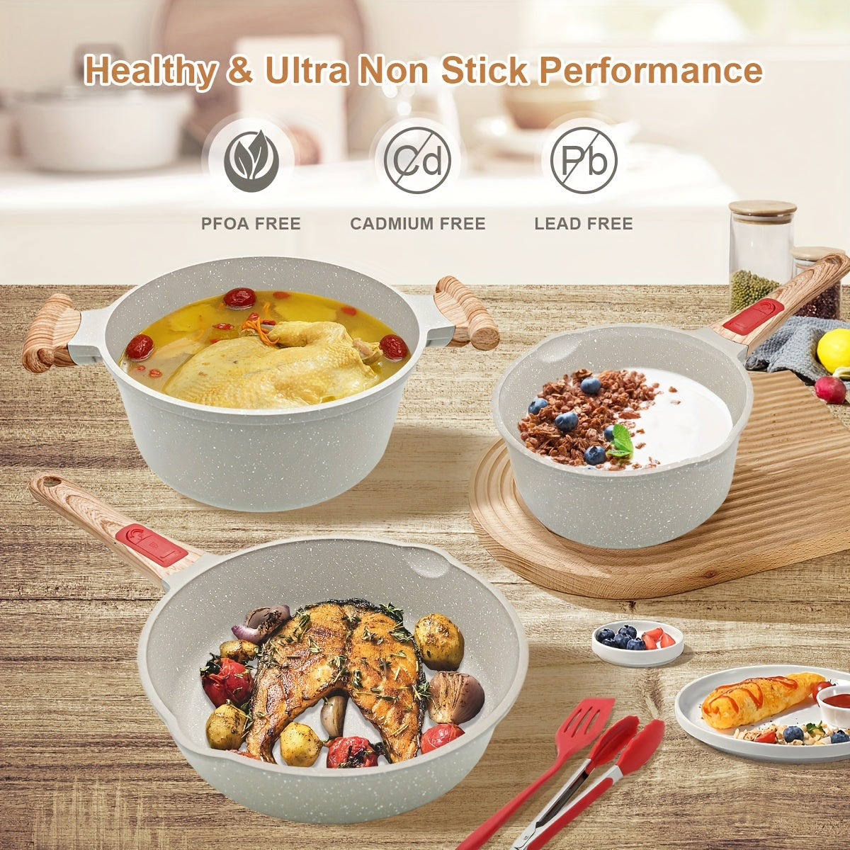 White Nonstick Cookware 10pc