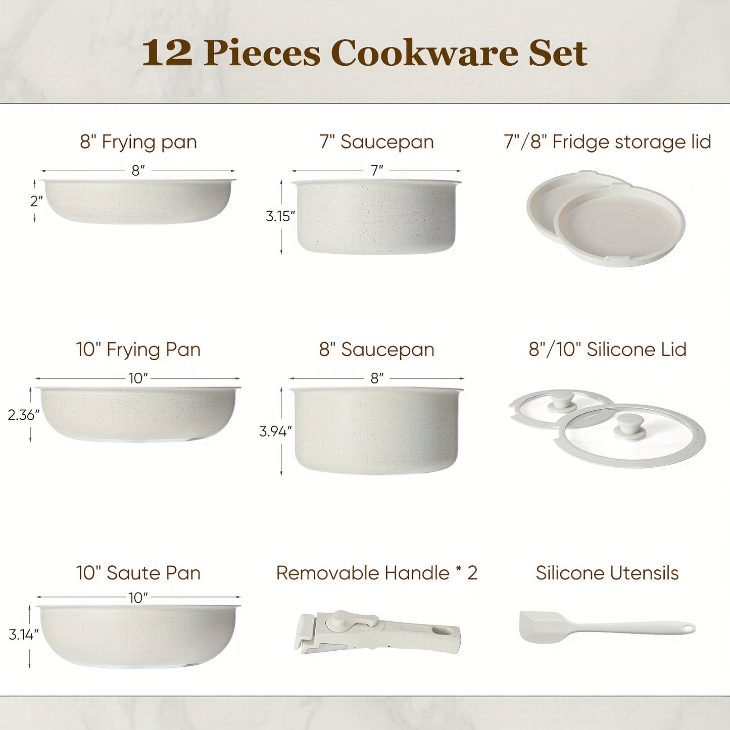 White Granite Cookware 12pc Set
