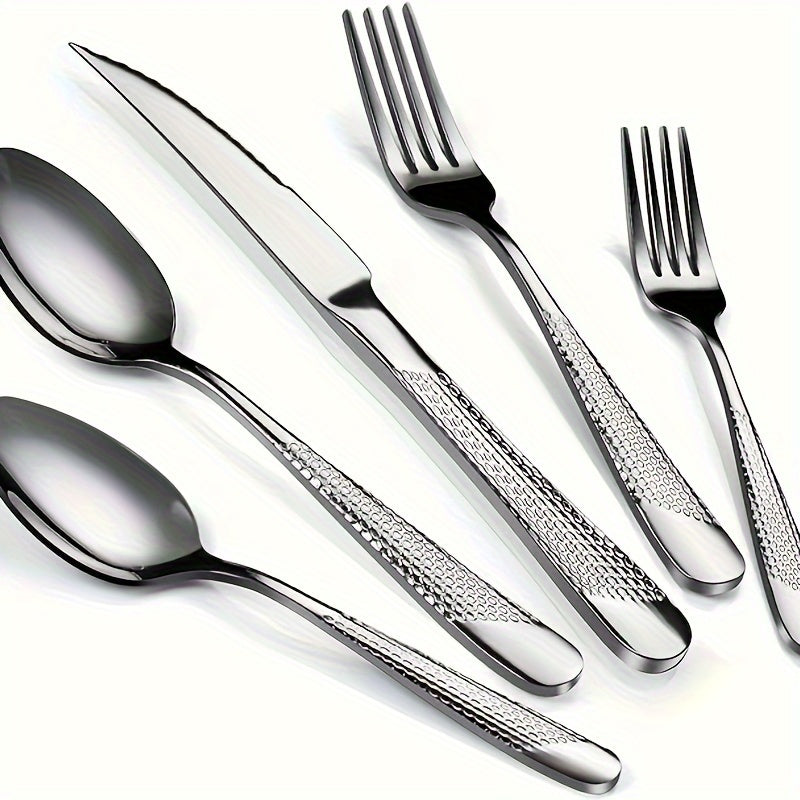 Hammered Mirror Flatware 30/40pc