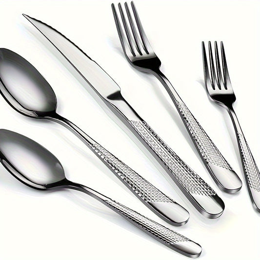 Hammered Mirror Flatware 30/40pc