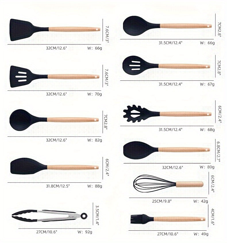 Silicone Utensils With Knives 19pc