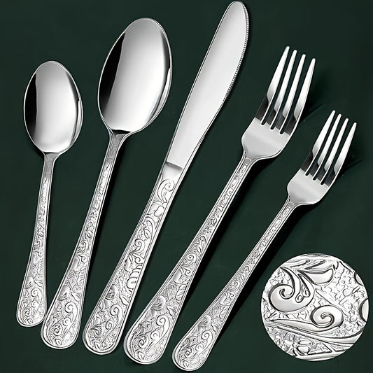 Vintage Carved Flatware 40pc