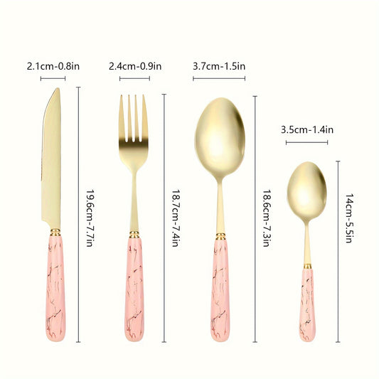 Pink Marble Handle Flatware