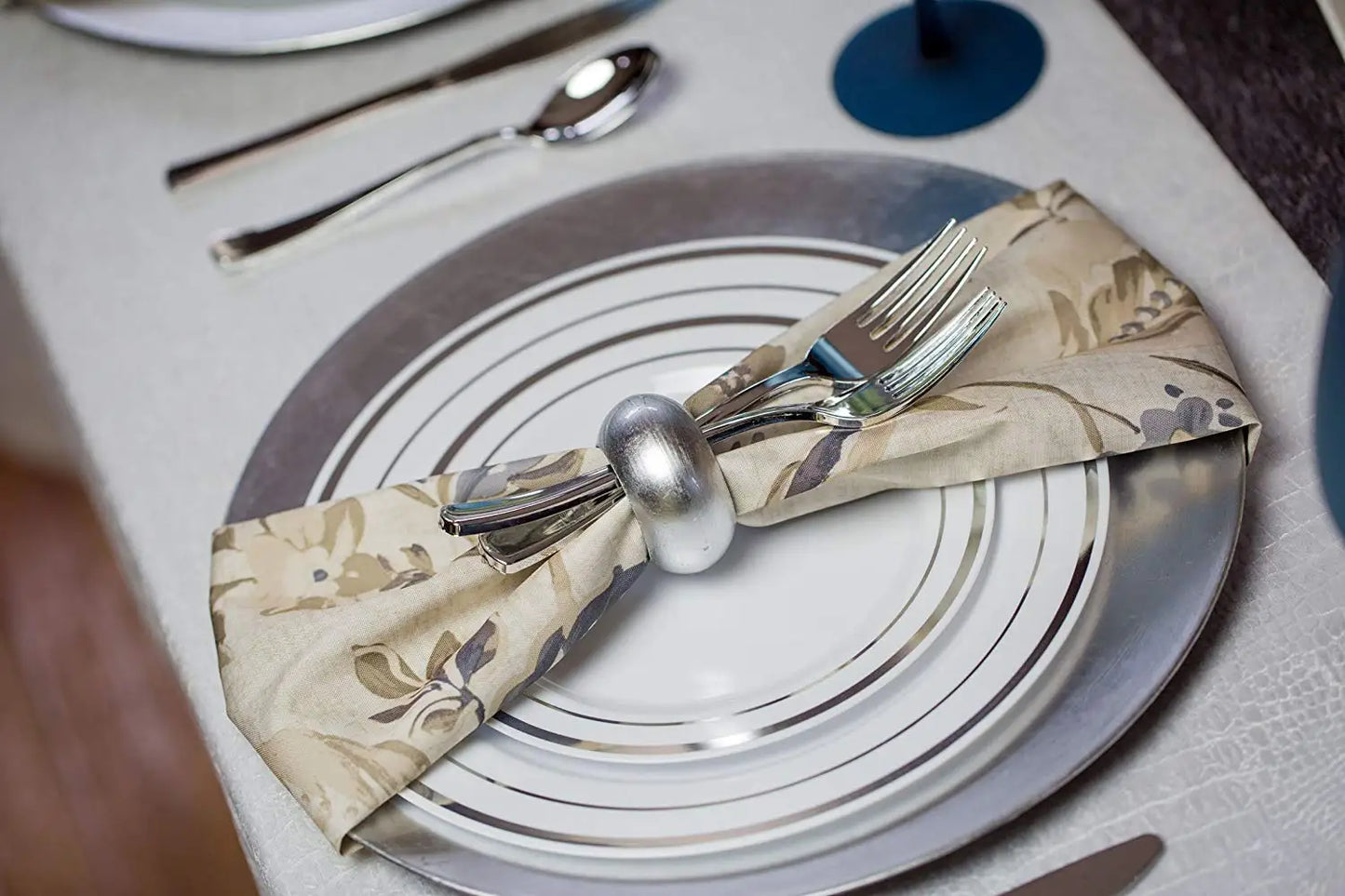 Silver Rim Plastic Plates