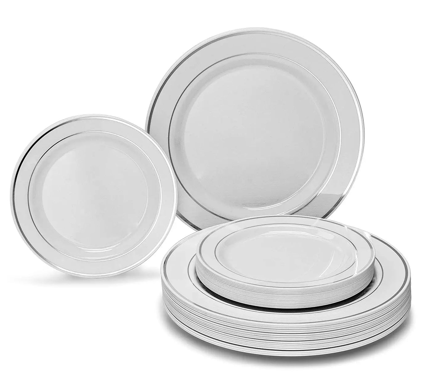 Silver Rim Plastic Plates