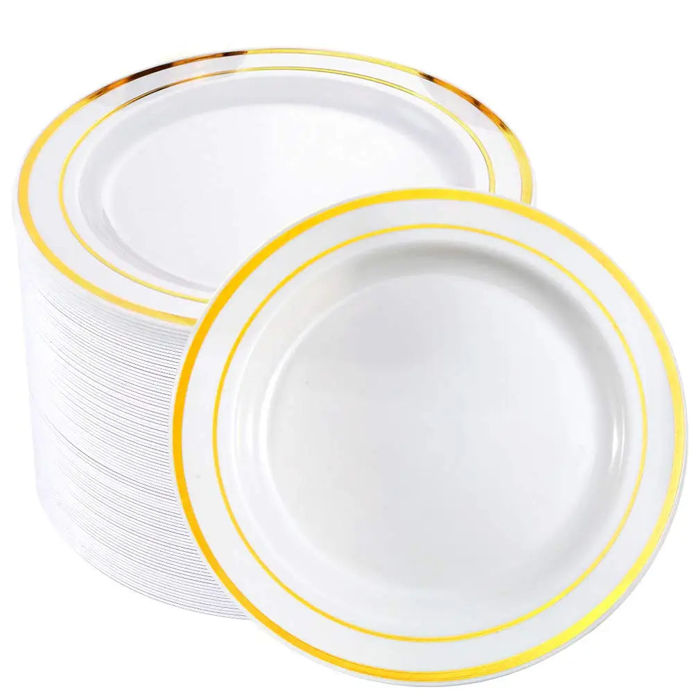 Silver Rim Plastic Plates