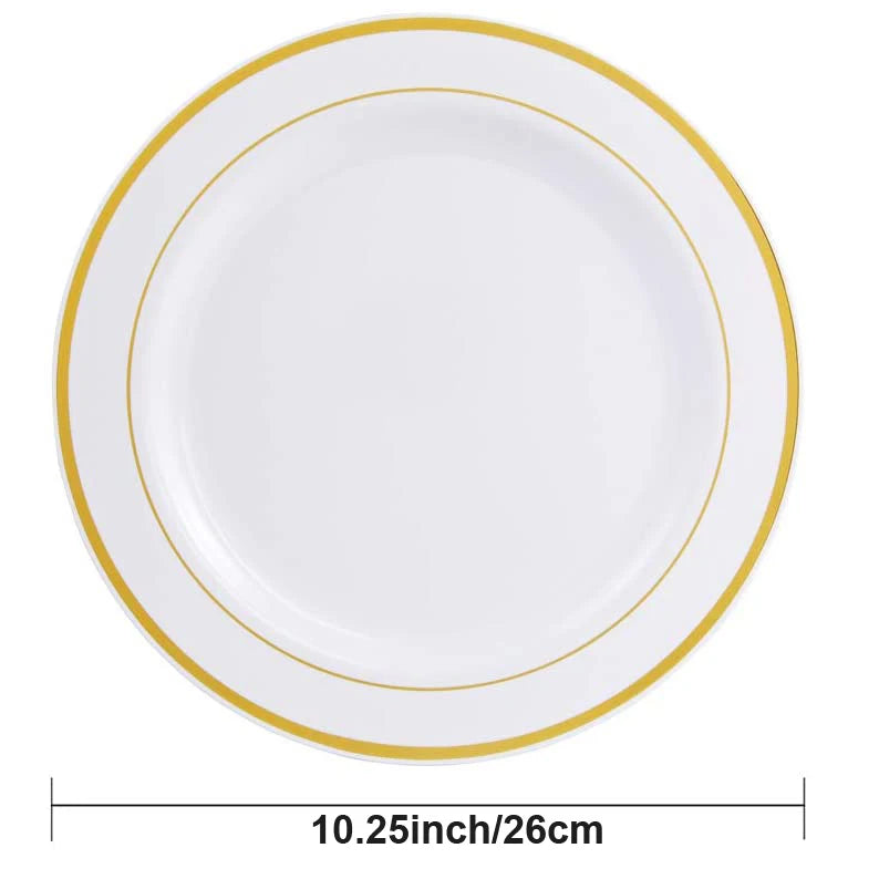 Silver Rim Plastic Plates