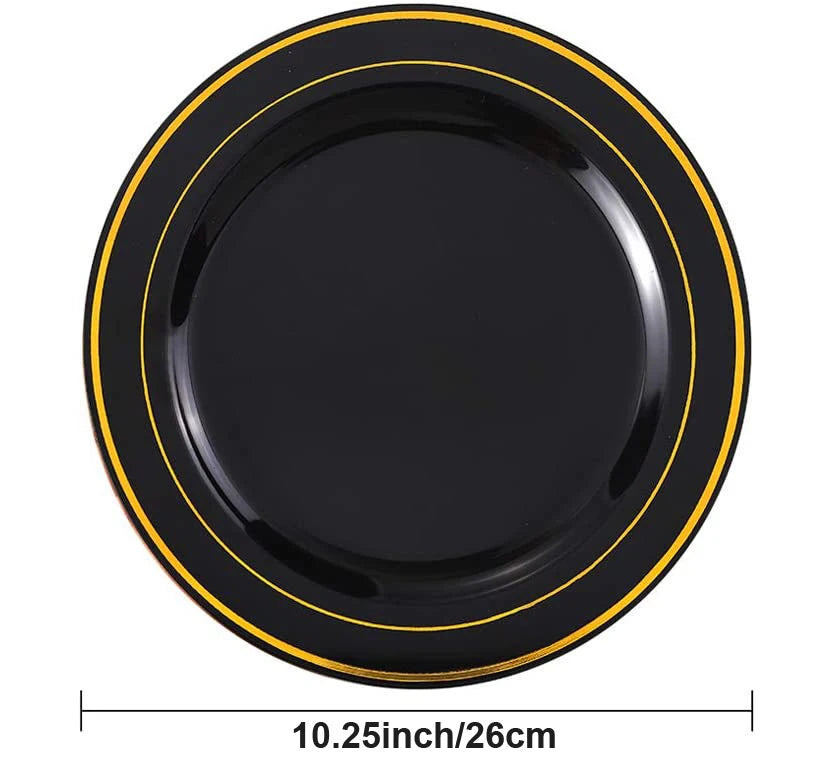 Silver Rim Plastic Plates