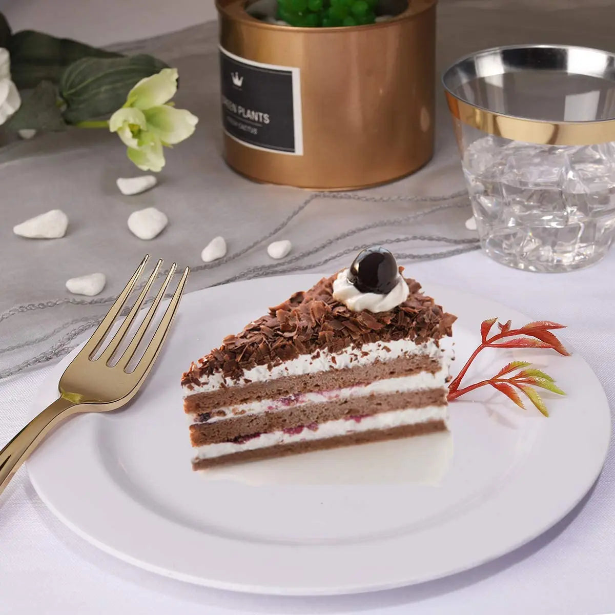 Silver Rim Plastic Plates