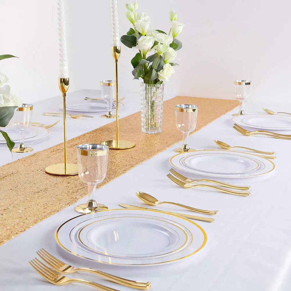 Silver Rim Plastic Plates