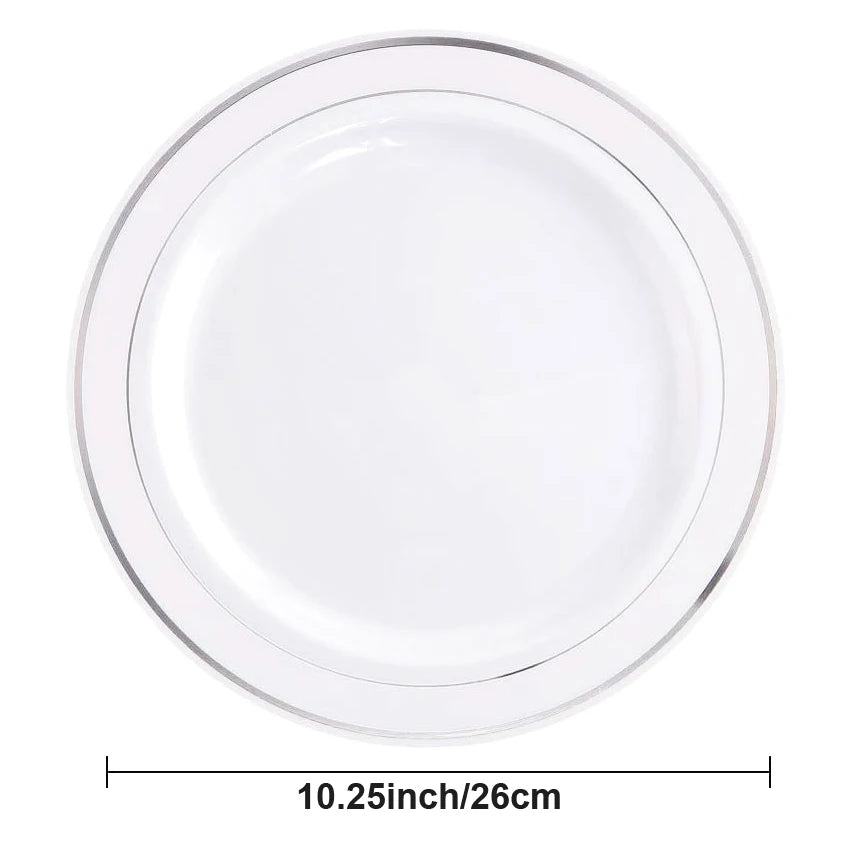 Silver Rim Plastic Plates