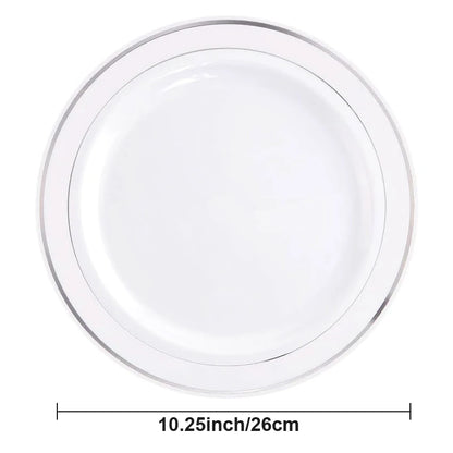 Silver Rim Plastic Plates