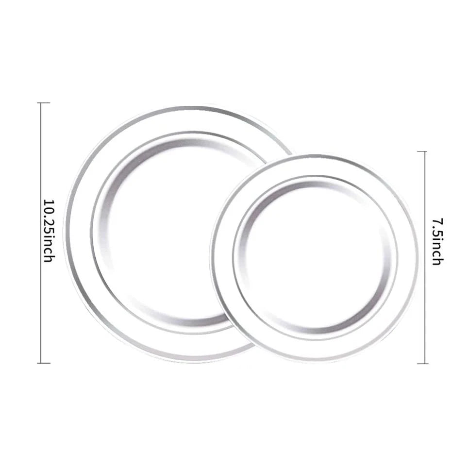 Silver Rim Plastic Plates