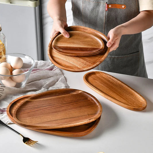 Irregular Oval Wood Tray