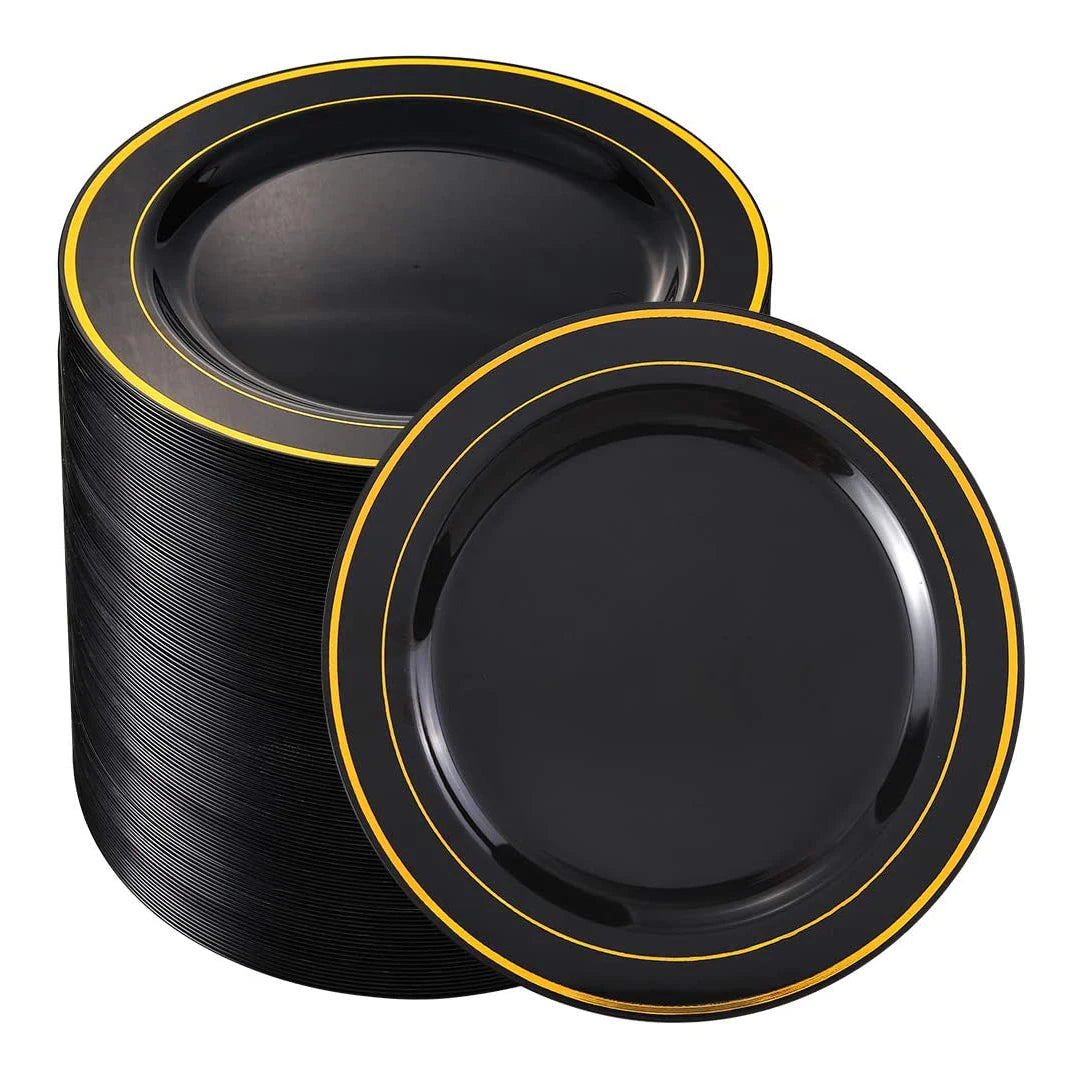 Silver Rim Plastic Plates