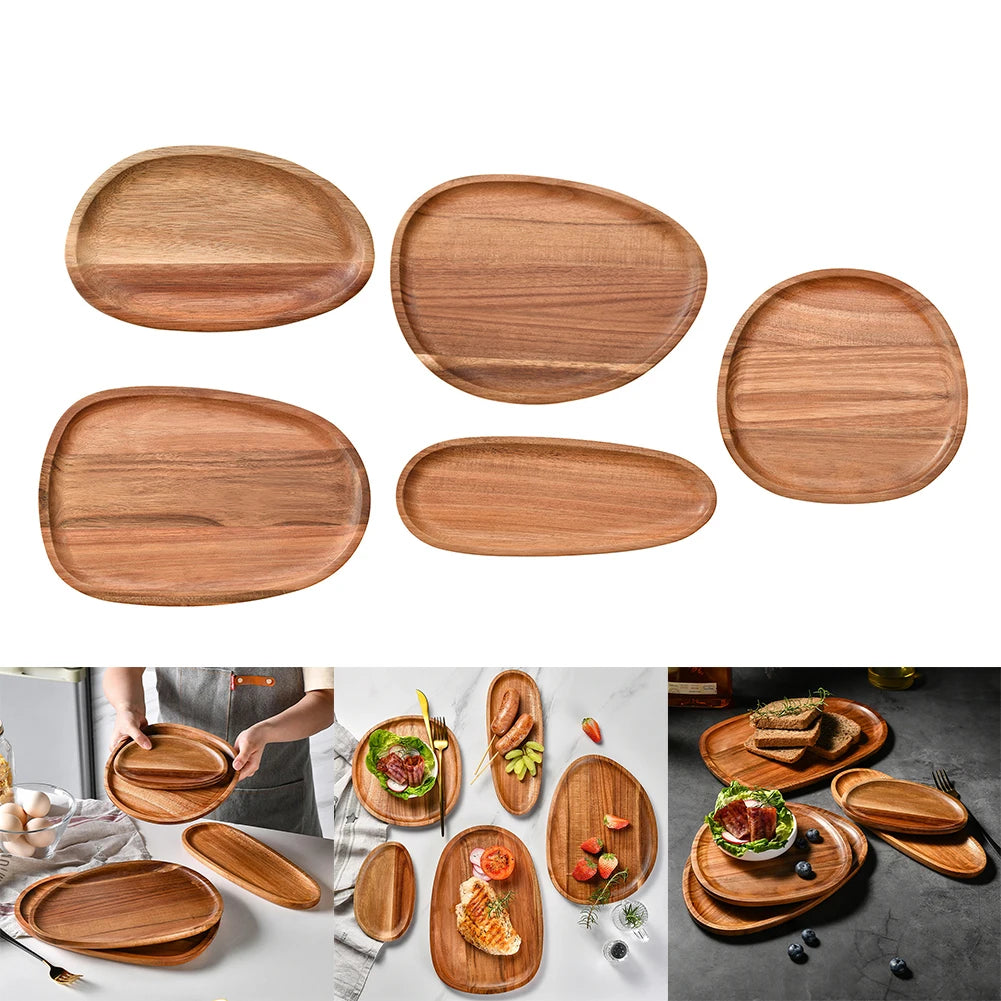Irregular Oval Wood Tray