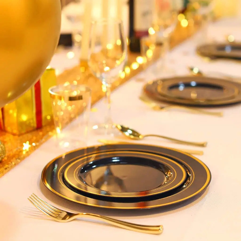 Silver Rim Plastic Plates