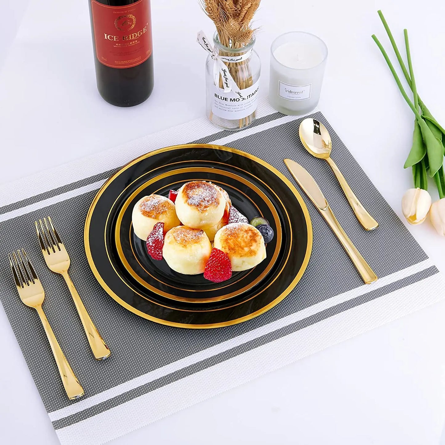 Silver Rim Plastic Plates