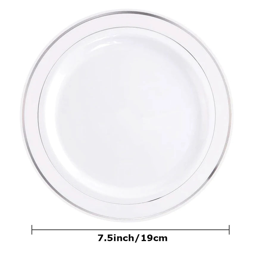 Silver Rim Plastic Plates