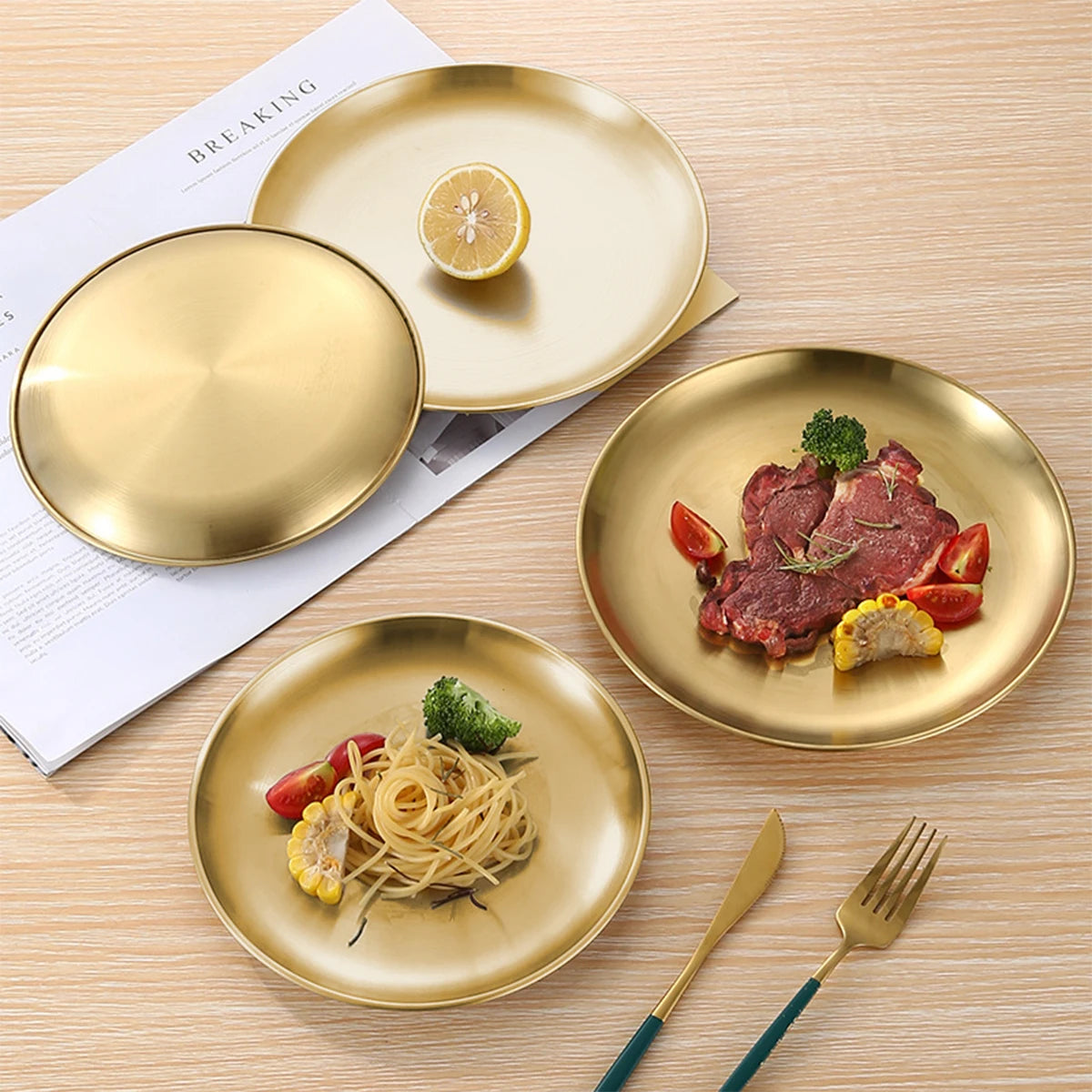 Gold Stainless Round Plate