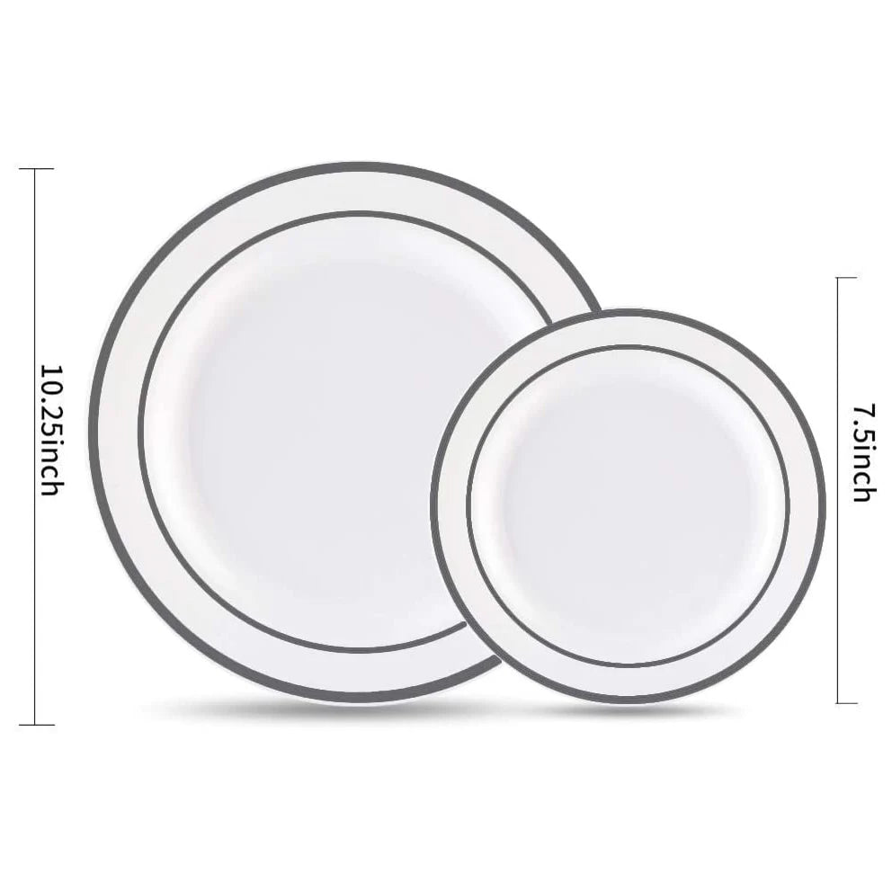Silver Rim Plastic Plates