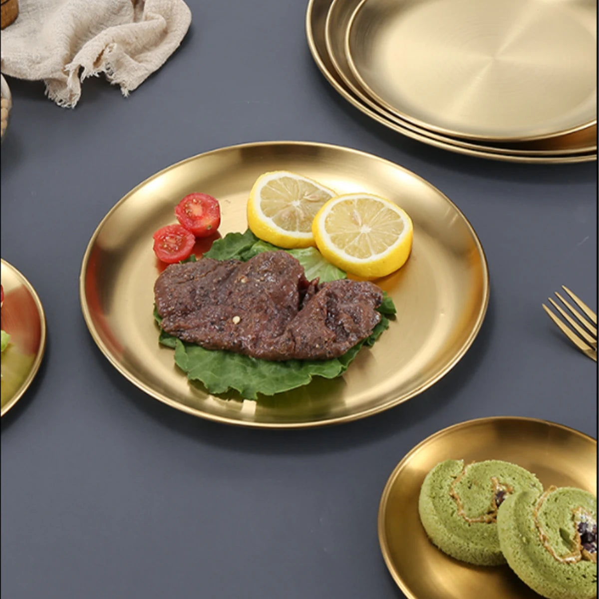 Gold Stainless Round Plate