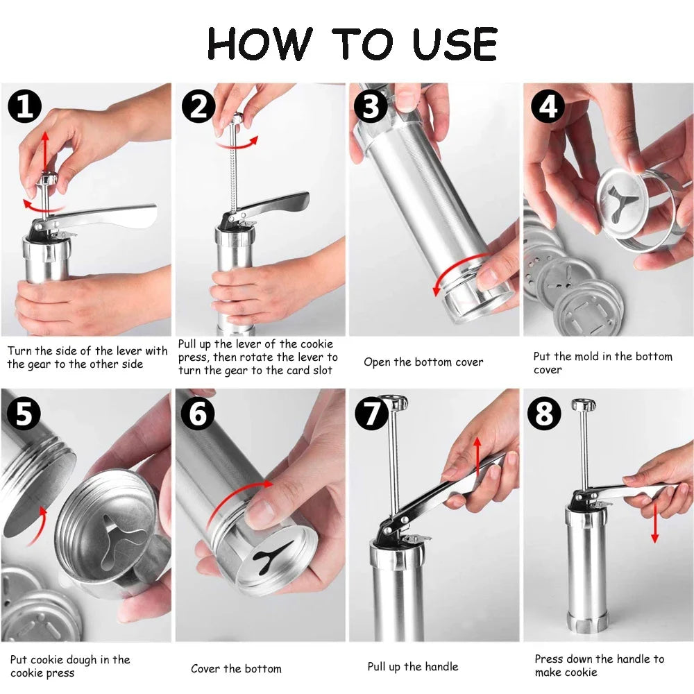 Stainless Cookie Press Gun