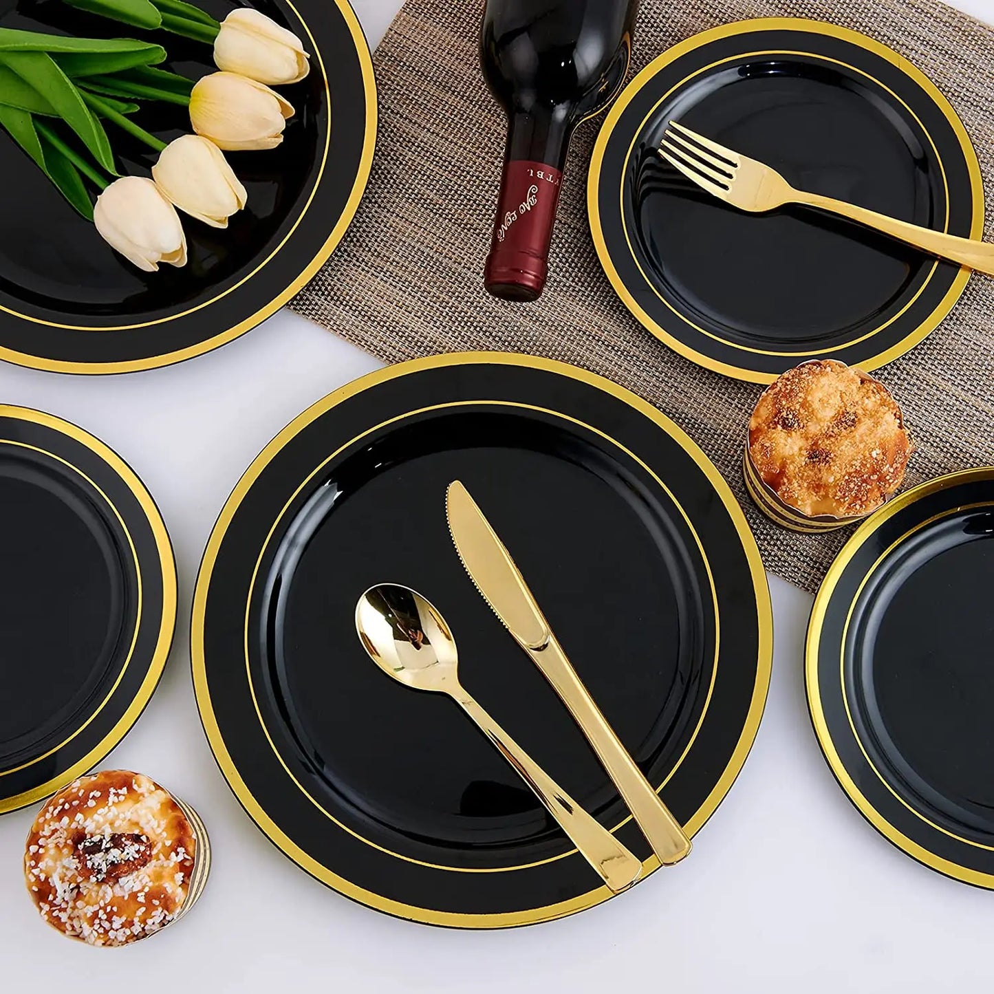 Silver Rim Plastic Plates