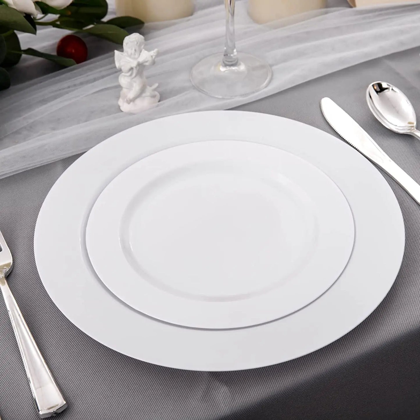 Silver Rim Plastic Plates