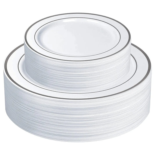 Silver Rim Plastic Plates