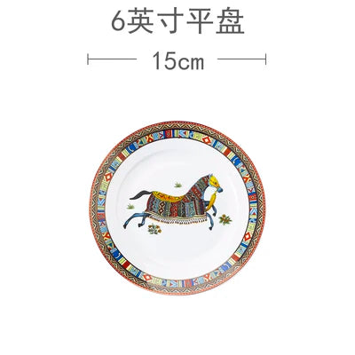 Mongolian Horse Ceramic Plate