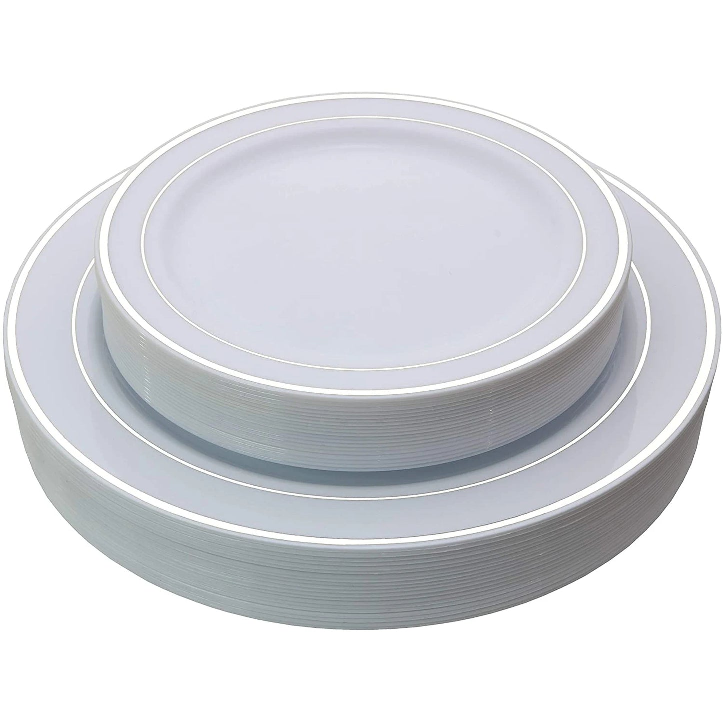 Silver Rim Plastic Plates