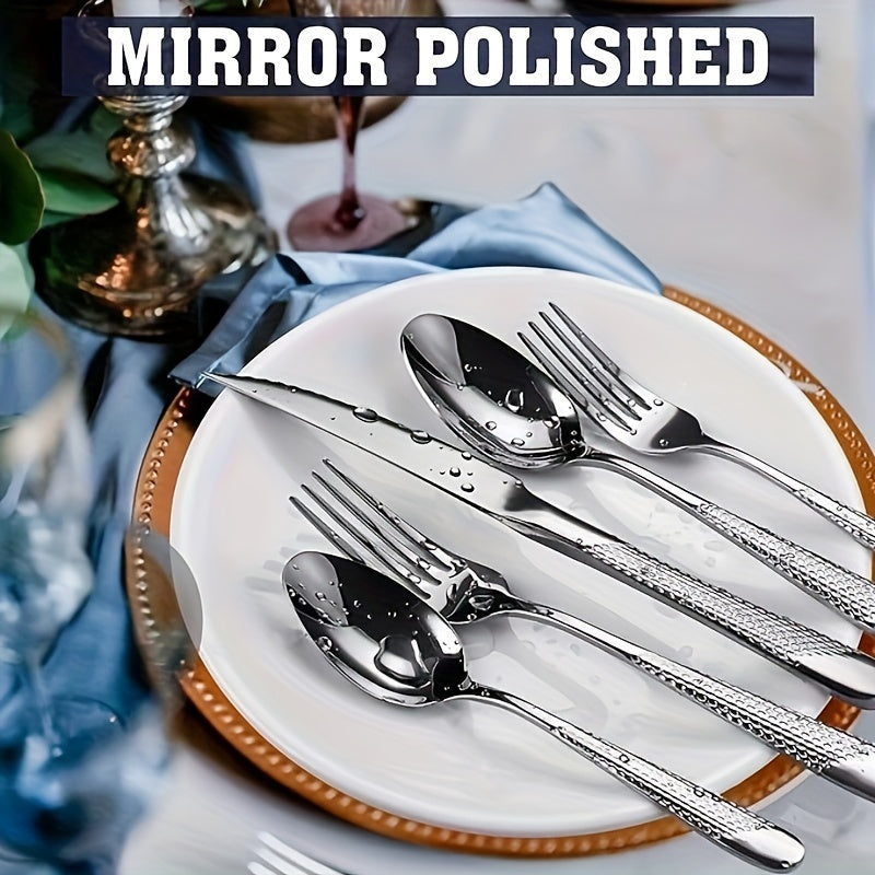 Hammered Mirror Flatware 30/40pc