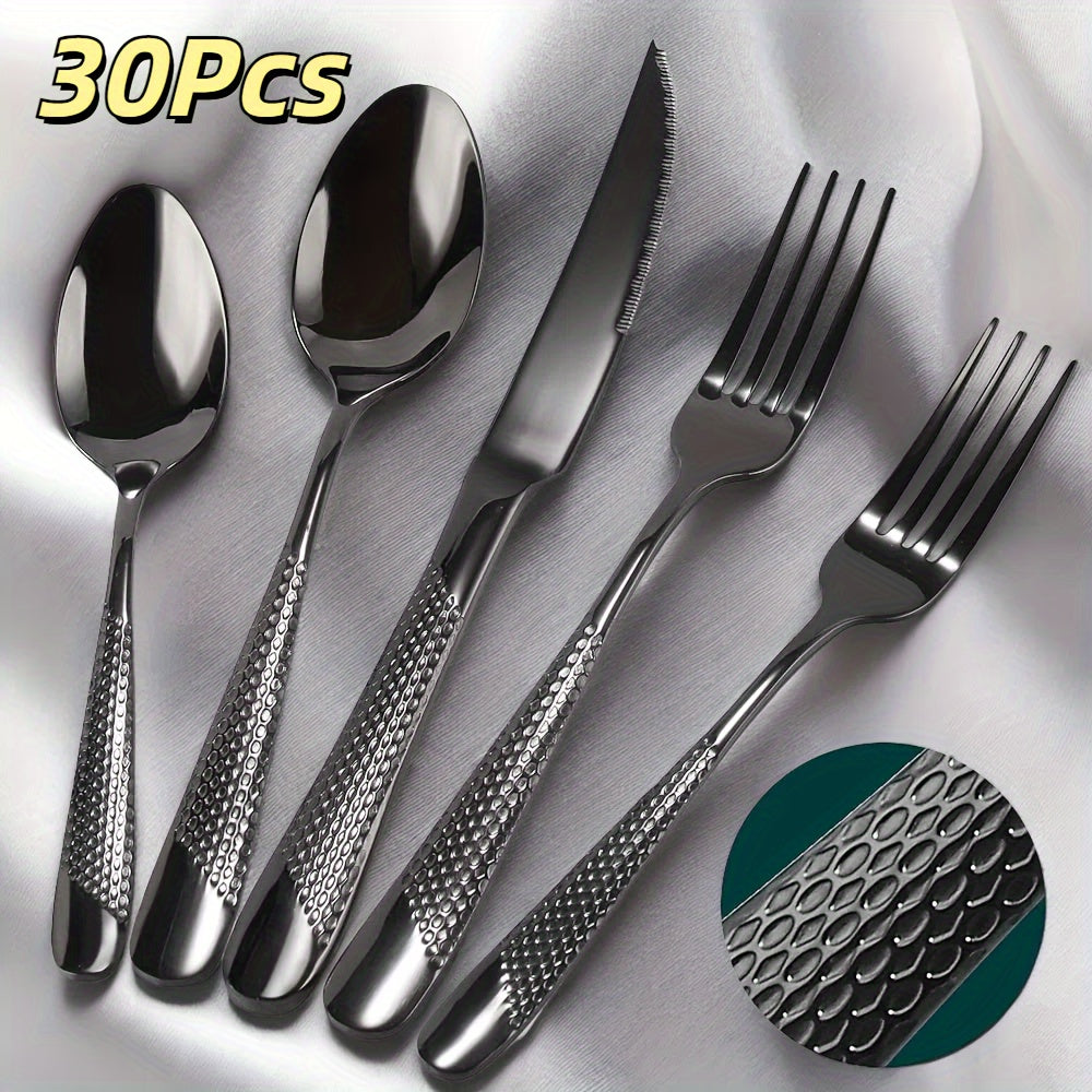 Hammered Mirror Flatware 30/40pc