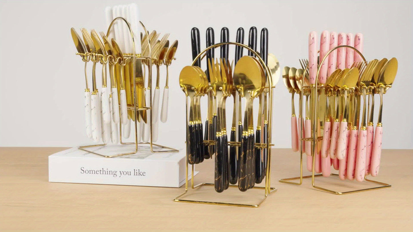 Pink Marble Handle Flatware