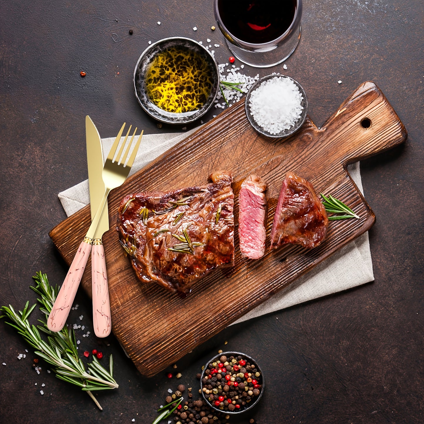 Pink Marble Handle Flatware