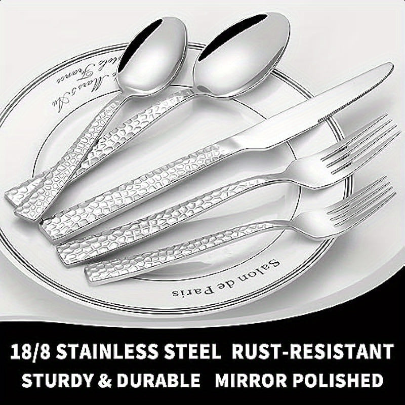 Hammered Stainless Flatware 20pc